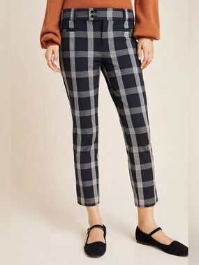 Anthropologie | the essential slim trouser in black multi windowpane print
